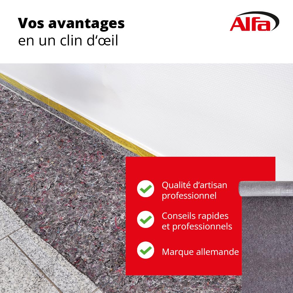 591 ALFA - Toile de couverture, 3 pièces, 1 m x 25 m - avec protection de surface 180g/m², toile de couverture et de protection