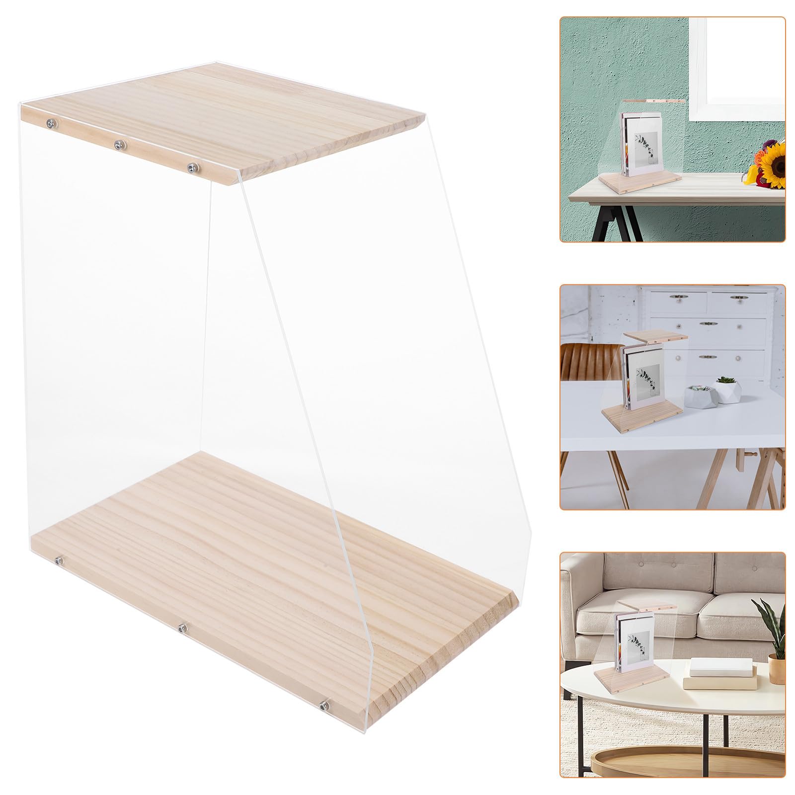 Generico Scatola Porta Oggetti in Legno Trasparente per Vinili Design Minimalista e Salvaspazio, Organizer per Cd, Dvd, Libri e Cassette per Arredamento Desktop Moderno