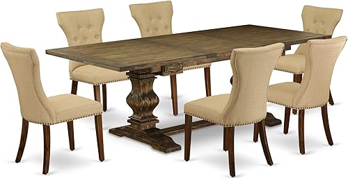 Miniatura 15 de East West Furniture LAGA11-78-03 - Juego de mesa de comedor de 11 piezas, incluye una mesa de comedor rectangular con hojas extraíbles y 10 sillas