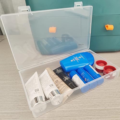 Miniatura 10 de Thintinick Paquete de 100 recipientes rectangulares de plástico transparente con tapa con bisagras para cuentas y otros artículos pequeños de