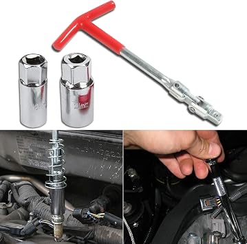 Spark Plug Removal Tool, Spark Plug Tool, Spark Plug Socket Wrench, Car Accessories 16mm 5/8" & 21mm 13/16" Remover Installer Tool Kit, Universal T-Handle Spark Plug Wrench for Lawn Mower