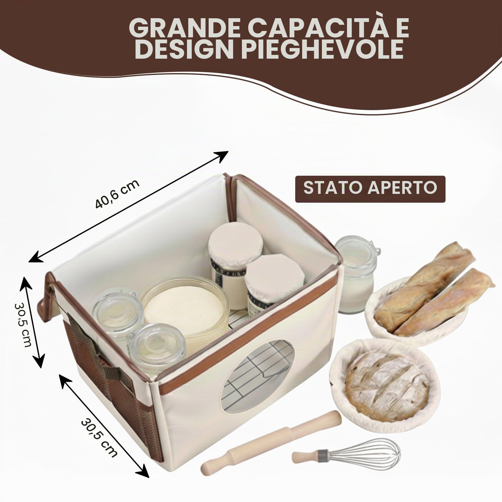 Scatola per la Fermentazione del Pane, per Pane con Riscaldamento e Sensore di Temperatura NTC, Catola Lievitatore per Impasti per Casa Panes Pizza Yogurt