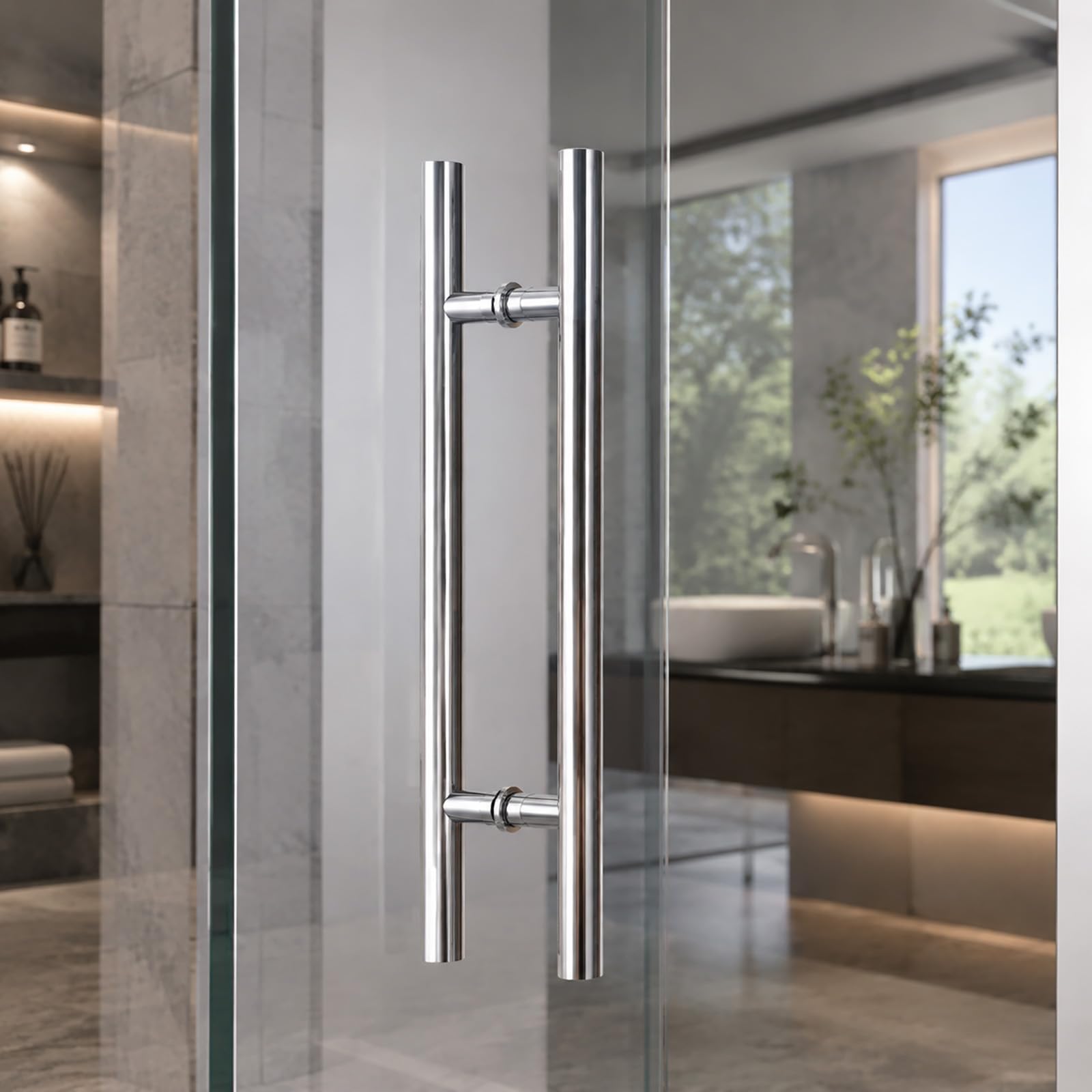 304 Stainless Steel Door Pull Handle, Heavy Duty Push Pull Bar for Glass Doors, Modern Commercial Entry Door Handle for Offices, Restaurants, Storefronts & Sliding Doors Silver 1200mm (900mm CTC)
