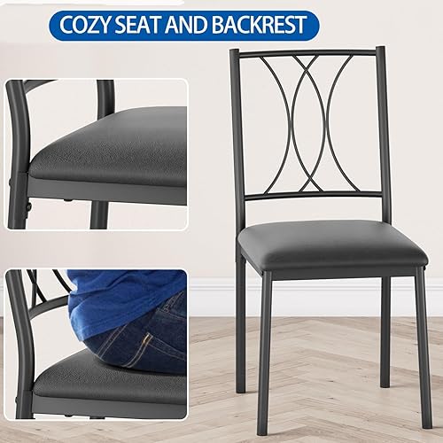 Miniatura 3 de IDEALHOUSE Juego de mesa de comedor para 2, juegos de cocina cuadrados de 3 piezas con 2 sillas tapizadas, juego de mesa de comedor compacto para