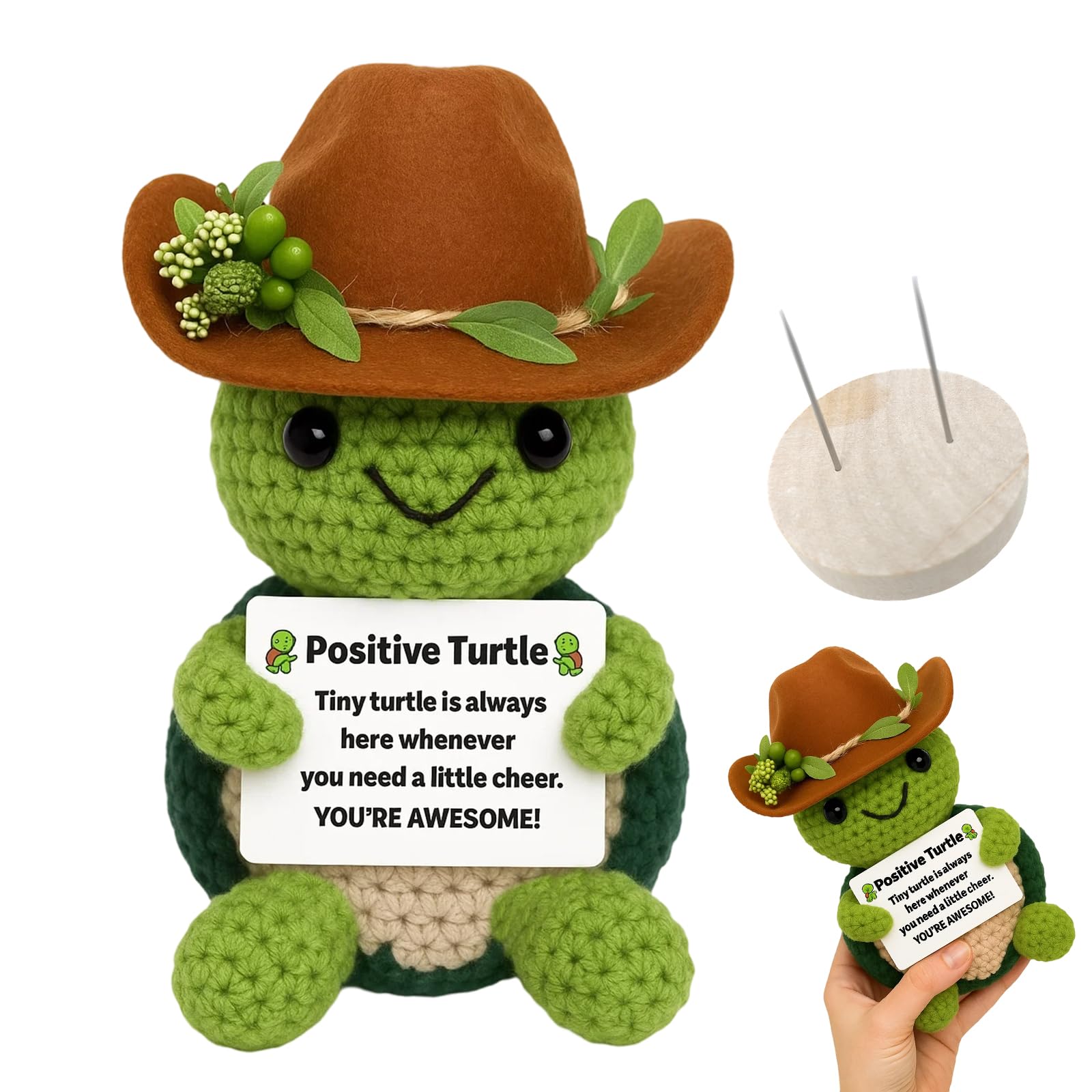 Positive Crochet Animals,Positive Turtle,Crochet Positive Animals,Inspirational Gifts for Friends and Family,Table and Room Decorations,Suitable for Birthdays Graduations or Special Occasions