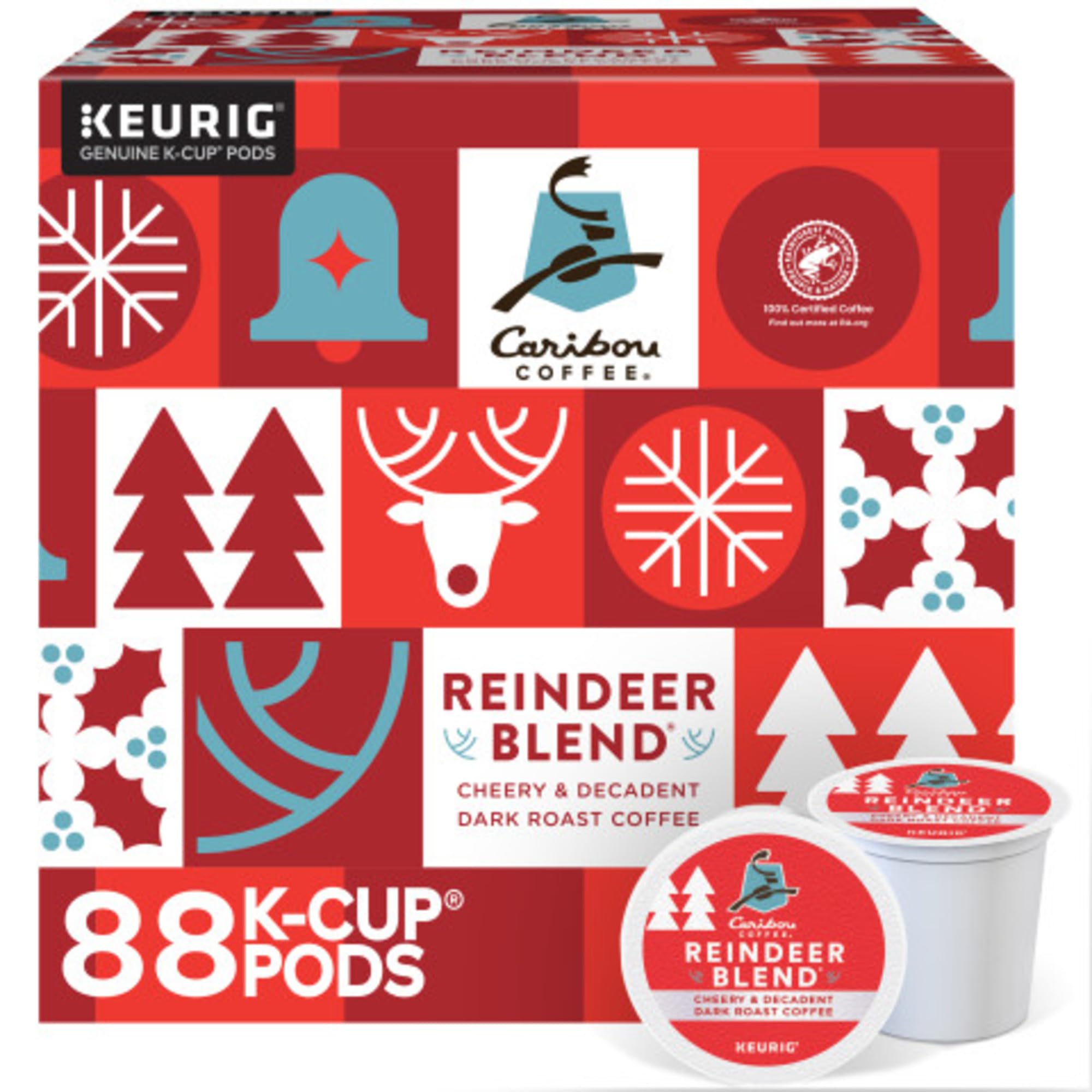 Amazon.com: Caribou Coffee Reindeer Blend, Single-Serve Keurig K-Cup Pods,  Dark Roast Coffee Pods, 88 Count : Grocery & Gourmet Food