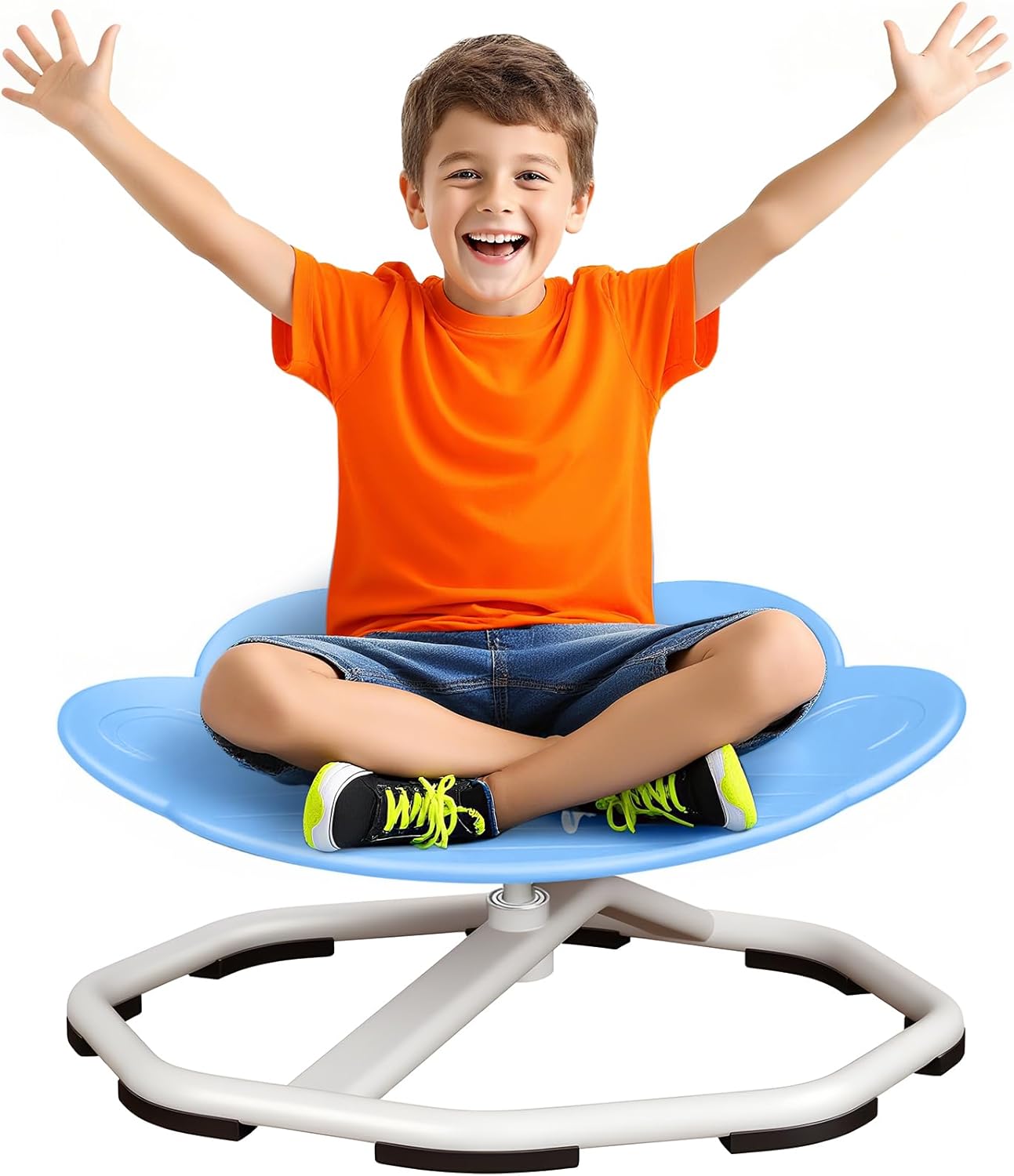 CIGAA Spinning Chair for Autism, Sensory Spinning Toys for ADHD Kids, Physical Coordination Training Indoor & Outdoor Autism Sensory Equipment, Kids Swivel Chair, Blue