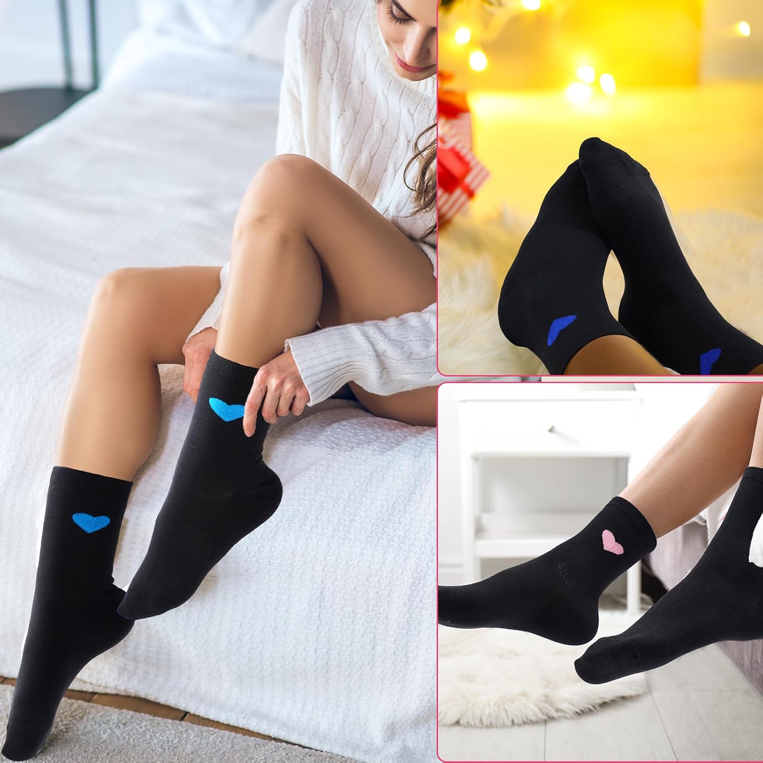 20 Pairs Heart Socks Bulk Valentine's Day for Women Novelty Hearts Pattern Above Ankle Crew Socks Holiday Party Gifts - Image 6