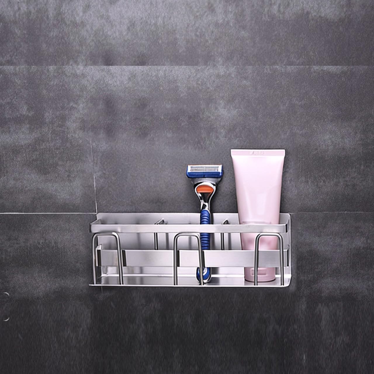 1pc Stainless Steel Toothbrush Holder No Punching Practical Bathroom Utensil for Home Hotel Use Space-Saving Toothbrush and Toothpaste Rack Silver