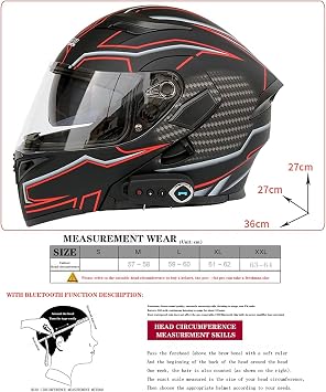 Bluetooth Flip Up Front Motorcycle Helmet Integrated Motorbike Helmet, Modular Full Face Helmet for Automatic Answering ECE Certification