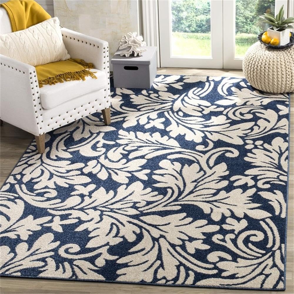 Pemberly Row 5' x 8' Area Rug, Navy and Ivory, Durable Indoor Use, Soft Texture, Modern Coastal or Transitional Style, Living Room, Bedroom, Dining Area, Home Office Floor Accent Rug