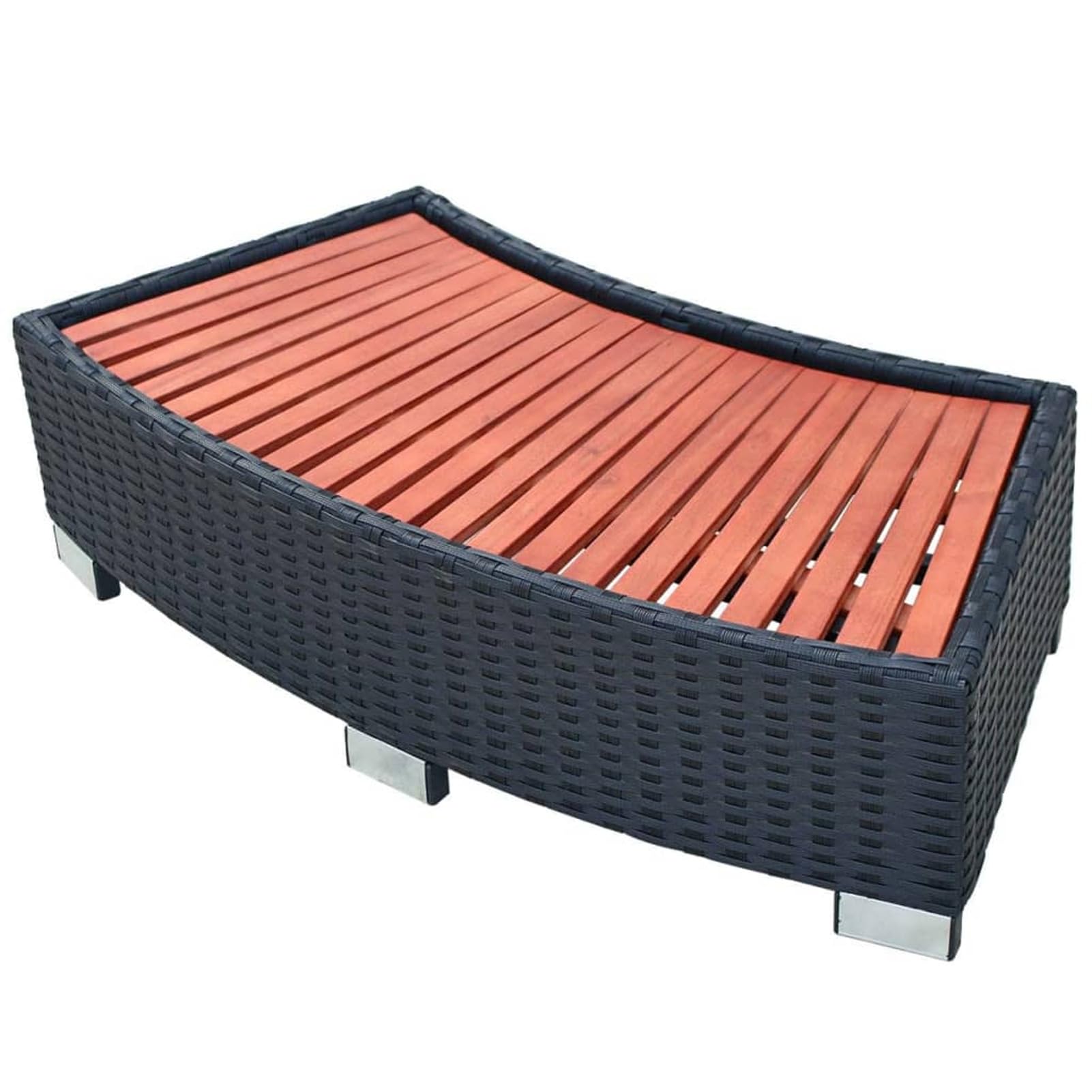 Homgoday Escalón para bañera hidromasaje Poli ratán 92x45x25 cm Negro