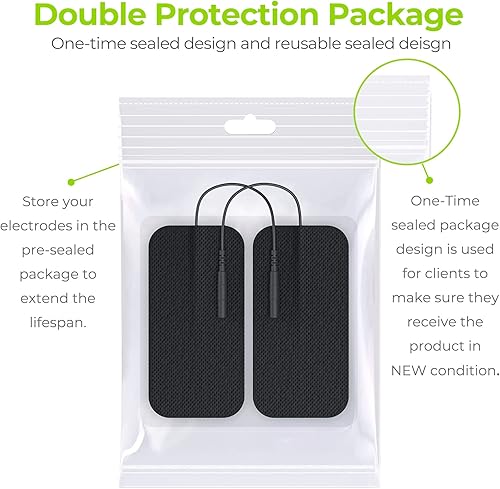 Miniatura 4 de AUVON TENS - Almohadillas de 2 x 4 pulgadas, 10 unidades, almohadillas de repuesto rectangulares sin látex de 3 generación, parches de electrodos