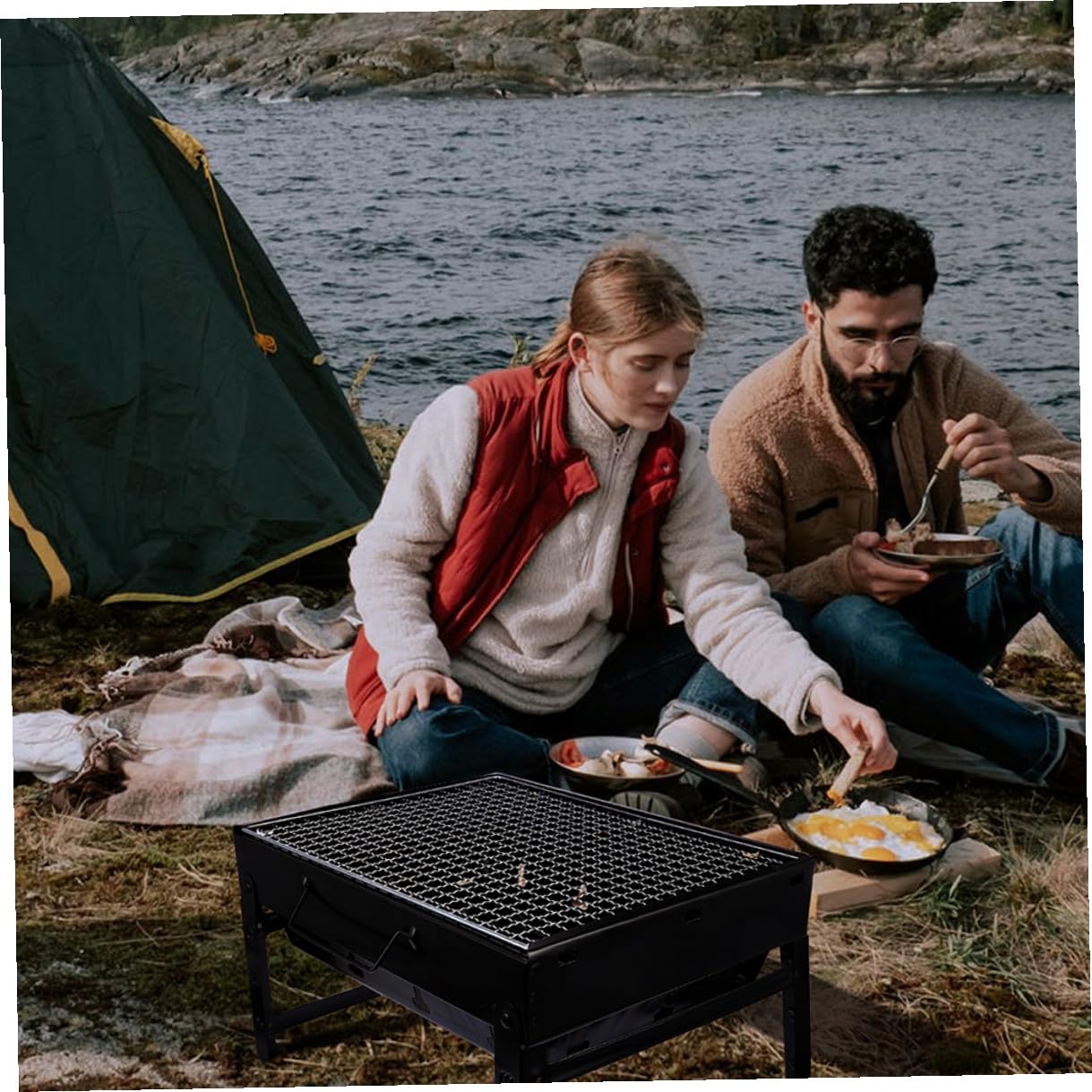 Przenośny, lekki grill Chal – idealny na kemping, gotowanie na świeżym powietrzu, festiwale i przygody z grillem w ogrodzie – Cact Design dla łatwego transportu i użytkowania