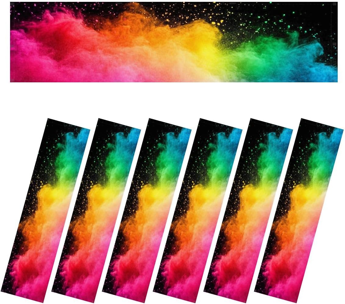 Fluorescent Light Covers for Ceiling Lights Abstract Multicolored Powder Explosion Black Easy to Install Magnetic Light Filter for Classroom Office Hospitals School Home Decor