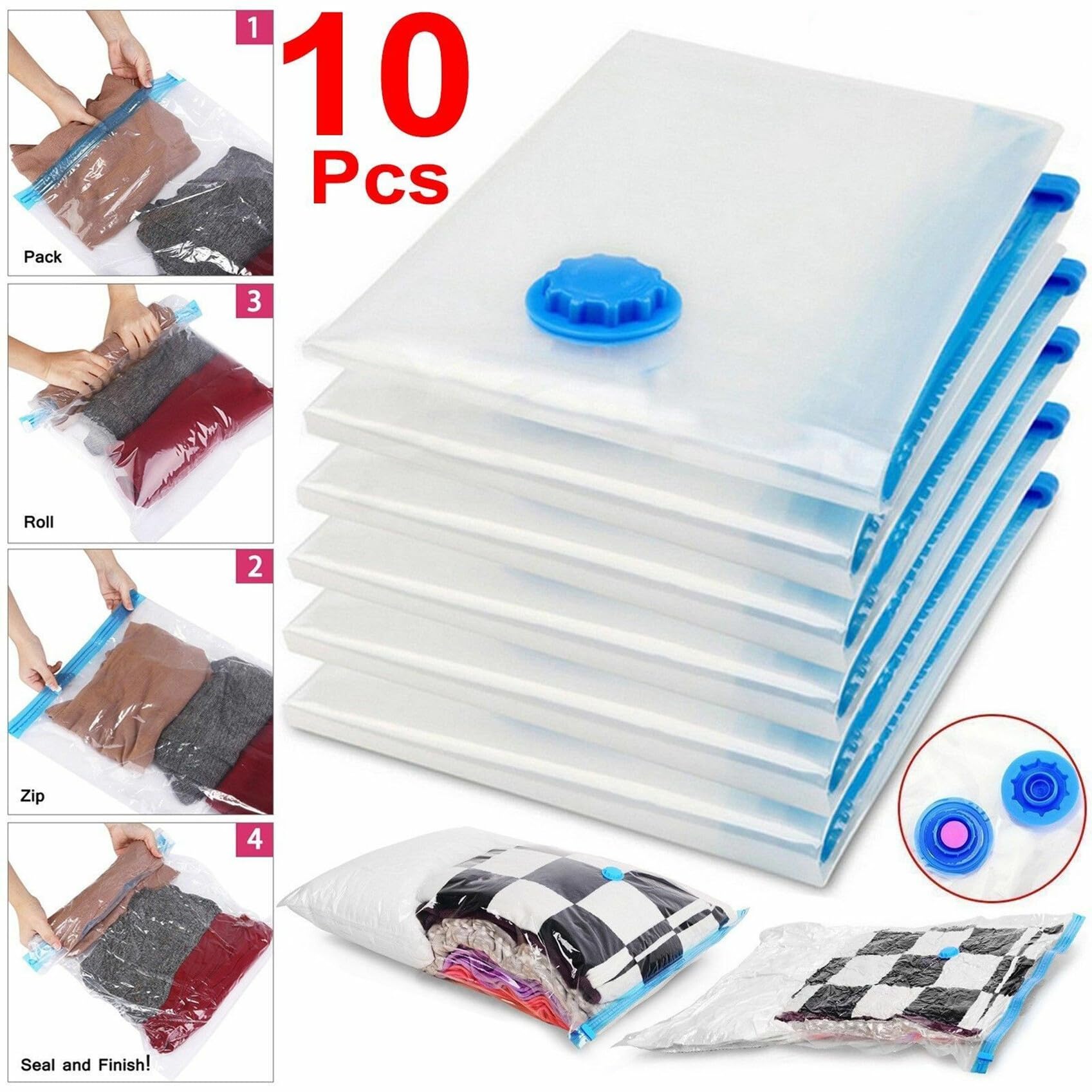 VICASKY 10stücke Vakuumkompressionsbeutel Platzsparend Faltbar Für Kleidung Organizer Luftdichter Aufbewahrungsbeutel Kleiderbeutel Vakuumbeutel