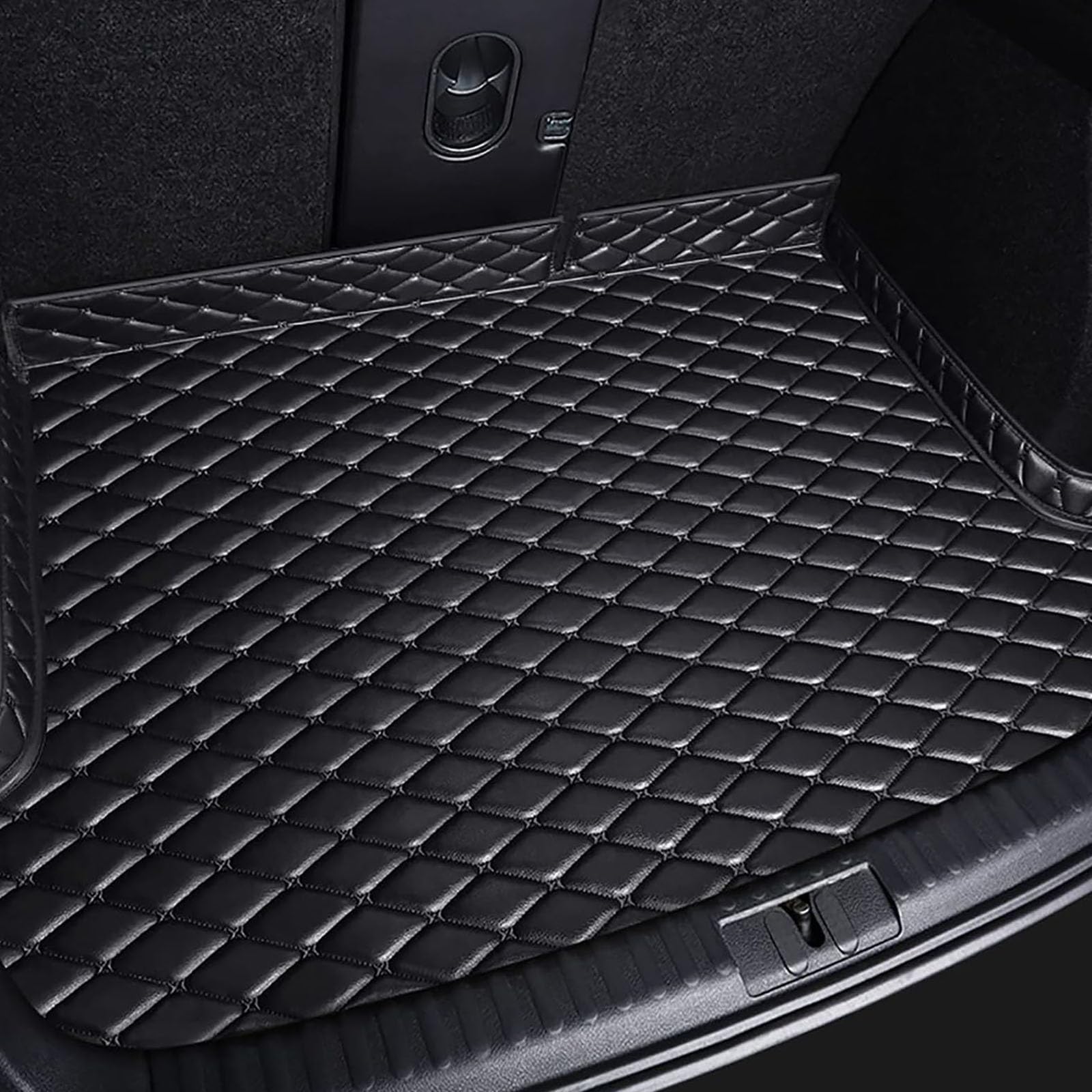 Custom Car Leather Boot Liner Mat for GAC TRUMPCHI GS5 2022-2024, Trunk High Edges Cargo Storage Tray Carpets Liners Waterproof Anti-Scratch Luggage Pad Interior Accessories, Black