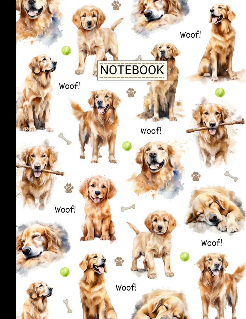 Golden Retriever Notebook: Dog Journal Notebook for Kids, Teens, and Adults 8.5 x 11 Wide Ruled