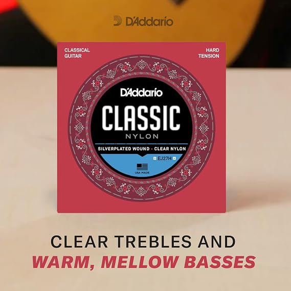 D'Addario Gitar Telleri - Klasik Naylon Gitar Telleri - EJ27N Klasik Gitar Telleri - Gümüş Kaplama Sarma, Naylon Öz, Şeffaf Öğrenci Naylon Tizleri - Normal Gerginlik, 3'lü Paket