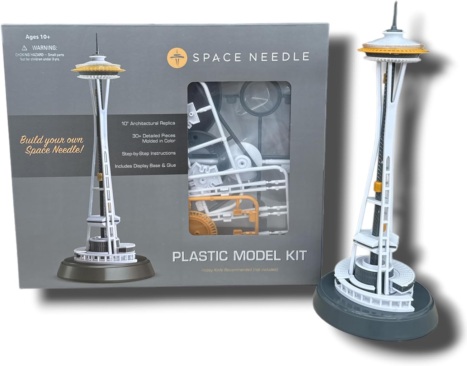 Space Needle 10-inch Architectural Model Kit, 30+ Detailed Pieces, Display Base Included