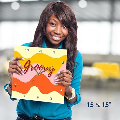 Miniatura 5 de 3dRose Wall Clock Silent - 15 inch - Colorful Design with a Text of Groovy Mary Aikeen- Retro Images