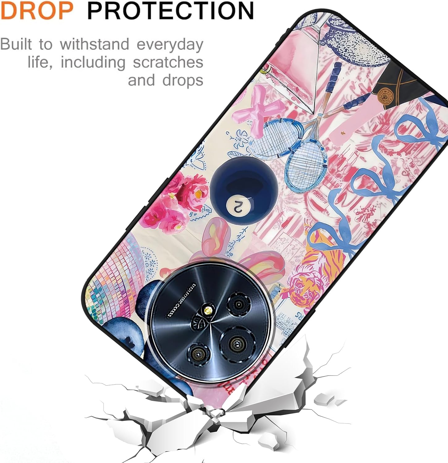 2 Pack Cartoon Collage Phone Case for TCL 50 XL NXTPAPER 5G 6.78 Inch,Cute Kawaii Bow Floral Beach Ocean Pattern Cases Aesthetic Design,Bumper Protective Cover for Girls Women image 5