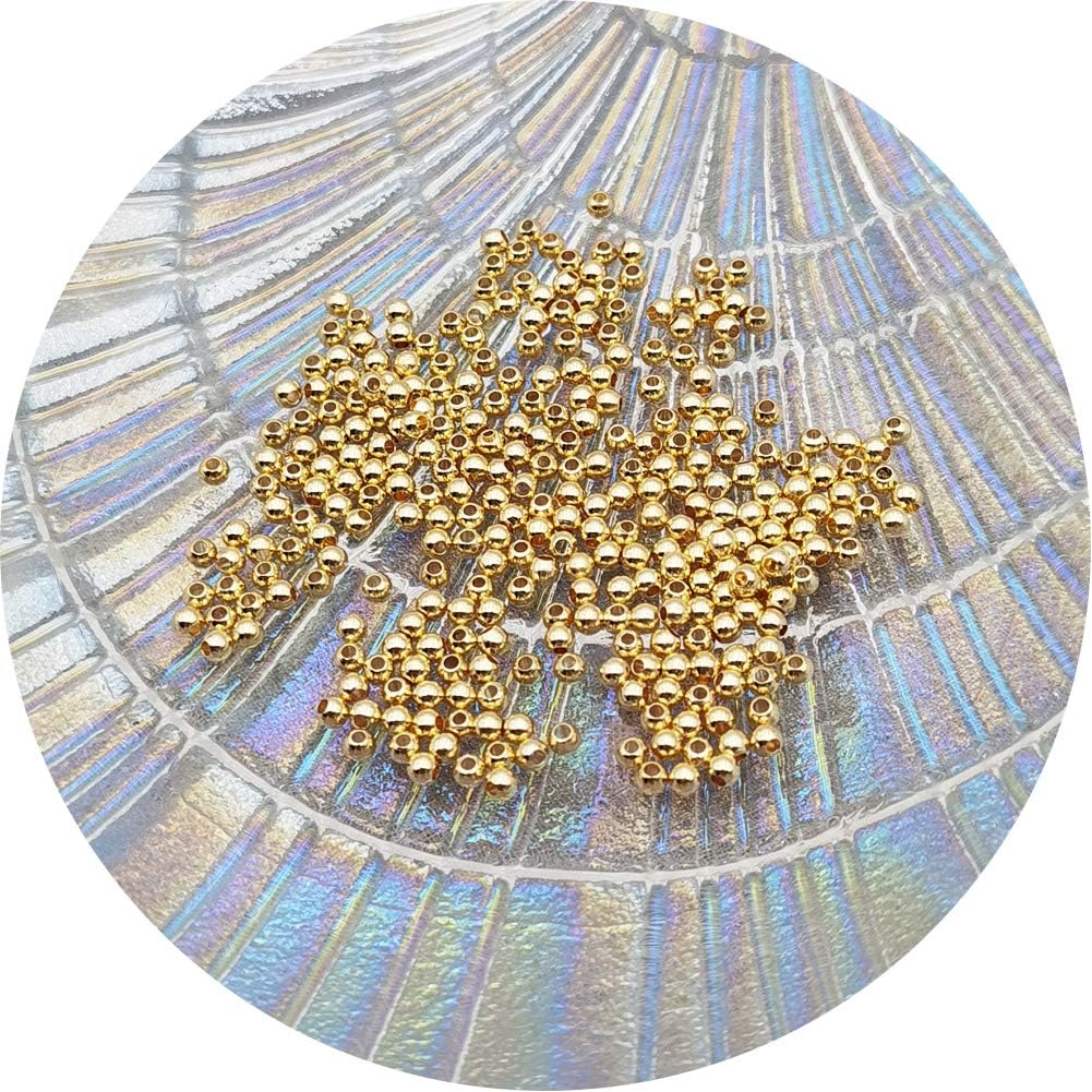 INSPIRELLE 300pcs Tiny 2.5mm Long-Lasting Pale Gold Plated Brass Rondelle Beads Round Metal Loose Connector Beads Metal Spacer Smooth Beads for DIY Bracelet Jewelry Making Pale Gold 2.5mm