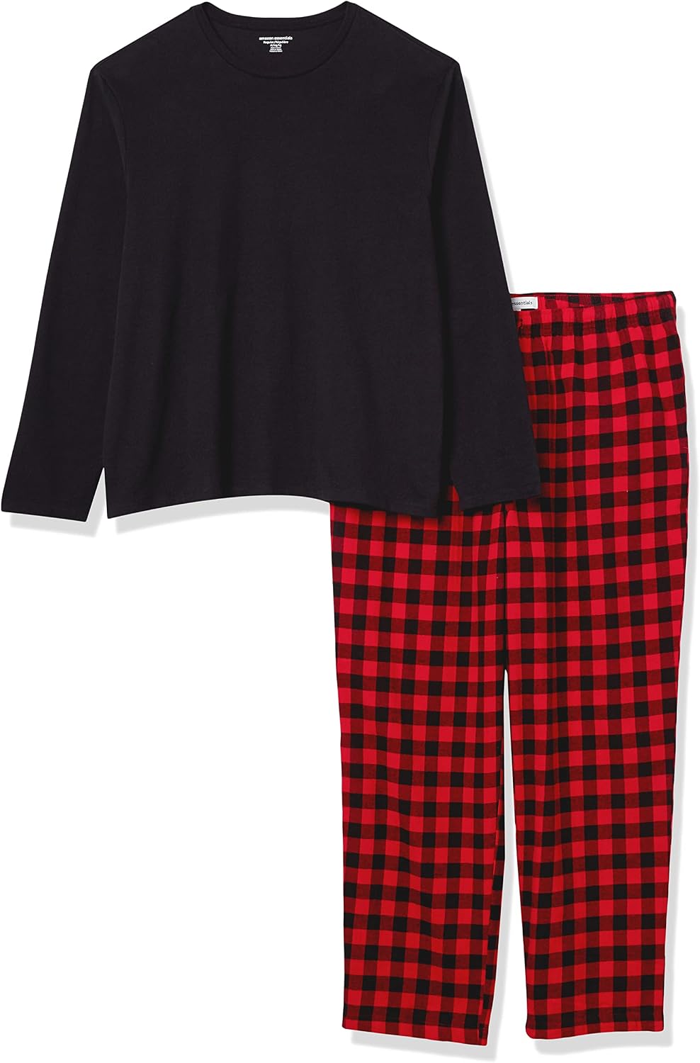 Amazon Essentials Men's Flannel Pant and Long-Sleeve T-Shirt Pajama Set