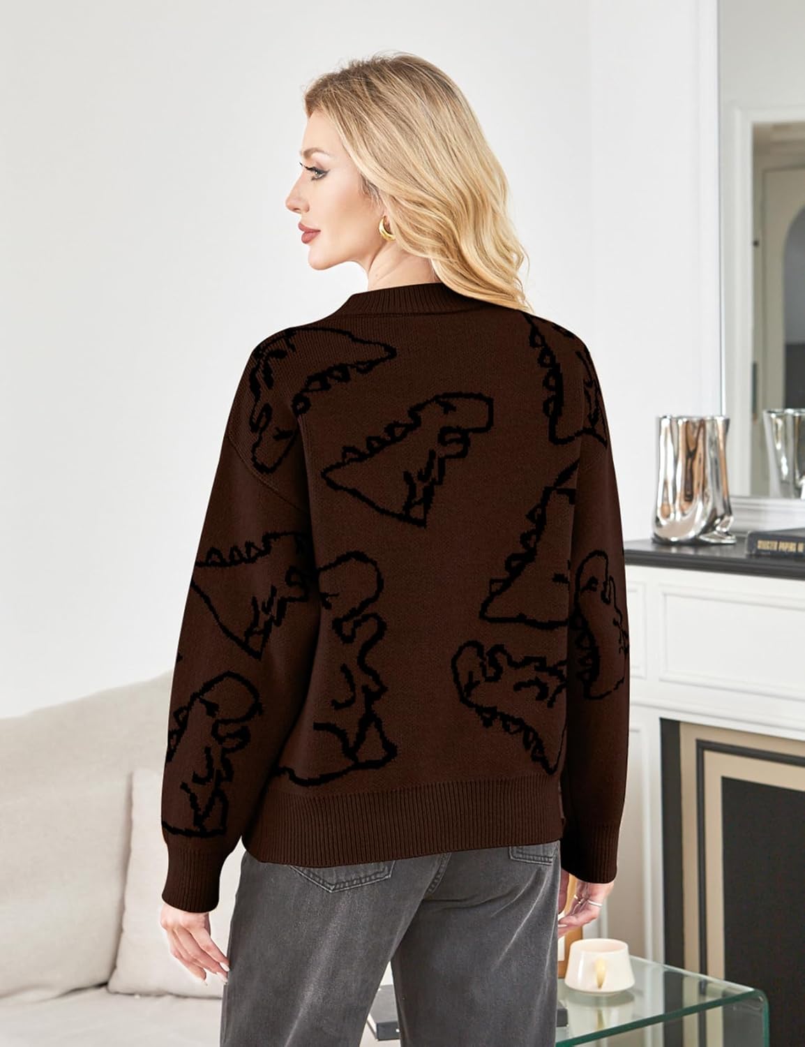 Arssm Dinosaur Sweater Women y2k Vintage Oversized Graphic Streetwear Knit Sweater Casual Cute Kawaii Tops - Image 5