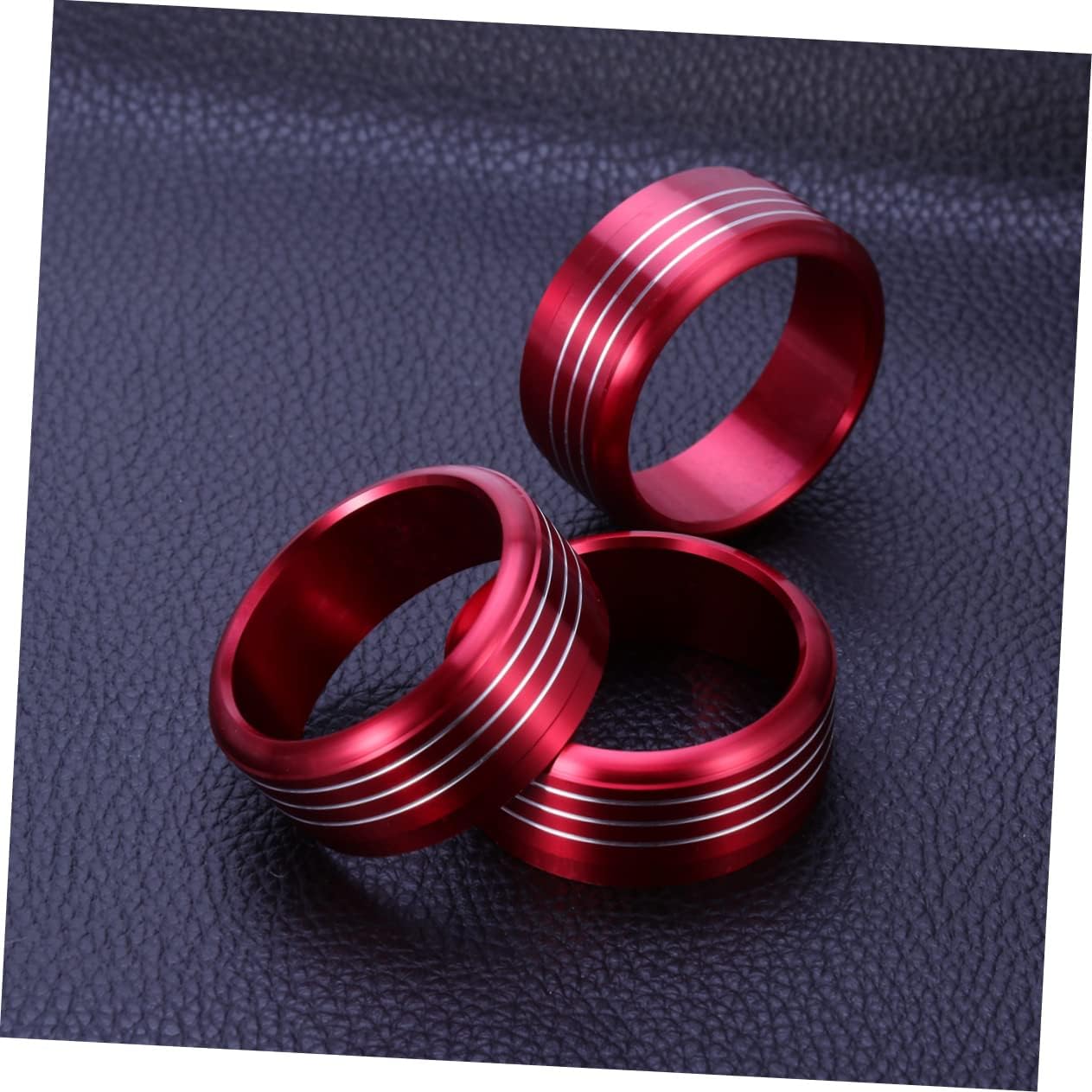 Knob Decorative Ring Covers Aluminum Alloy Red 3 Pieces for Impreza