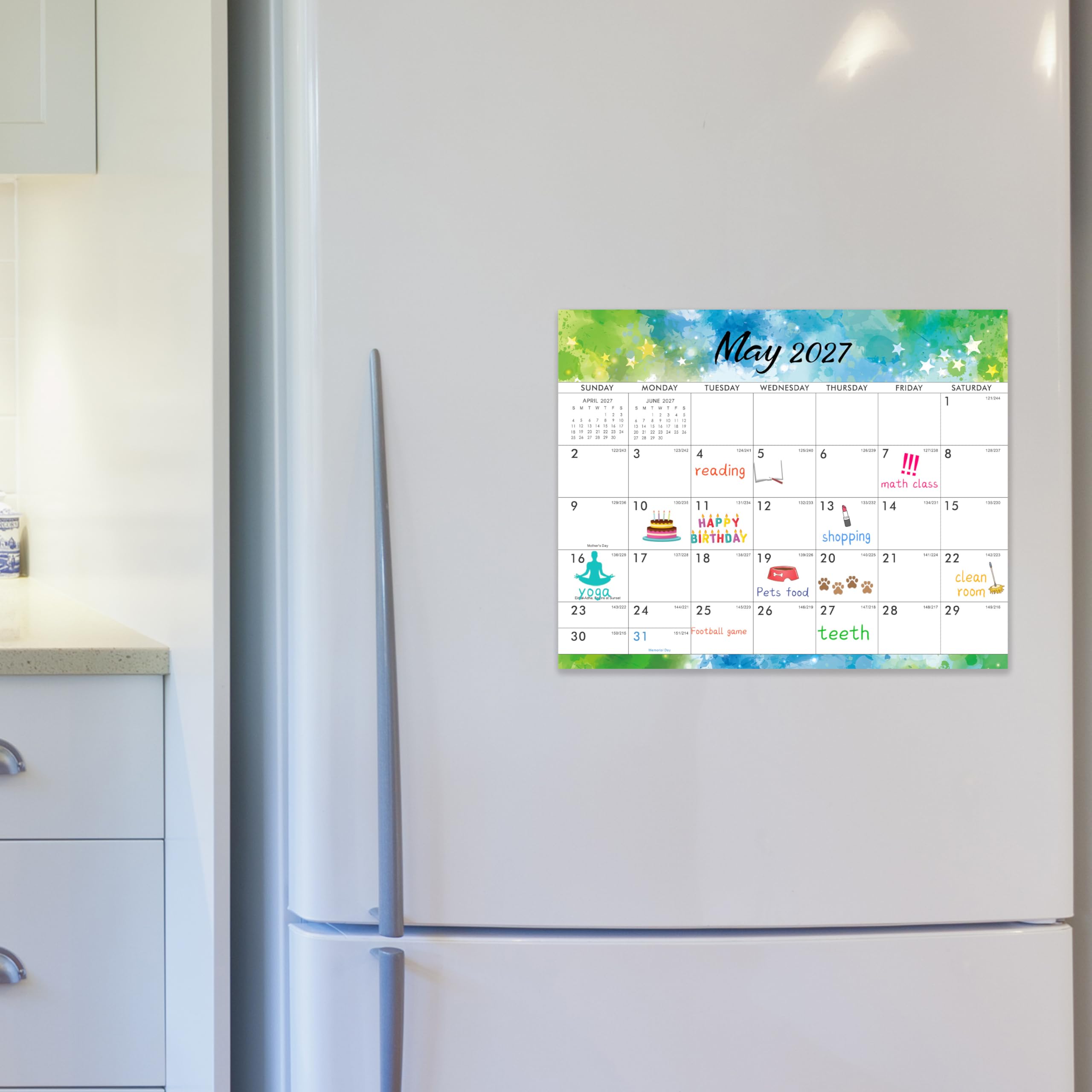 Magnetic Calendar 2026-2027 - July 2026 - December 2027, 18 Months Calendar 2026-2027, Magnetic Monthly Calendar, 8" x 10", Tear-off Pad