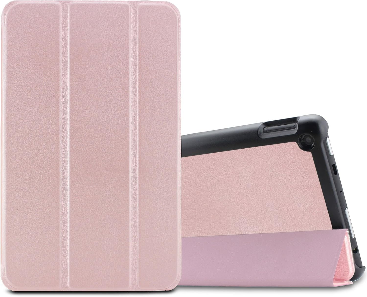 Infiland Fire 7 Shell Case - Ultra Slim Lightweight Tri-fold Stand Cover For Amazon Fire 7 Inch Tablet (Fire 7" Display 5th Generation - 2015 release Only), Rose Gold