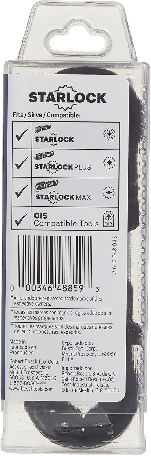 BOSCH Starlock Carbide Oscillating Tool Blades, Multi Tool Blades for Cutting Iron Bar, Metal, Wood with Nails, Drywall and Tile, 10-Pack, 1-1/4â€œ Width (OSL114C-10) - - 