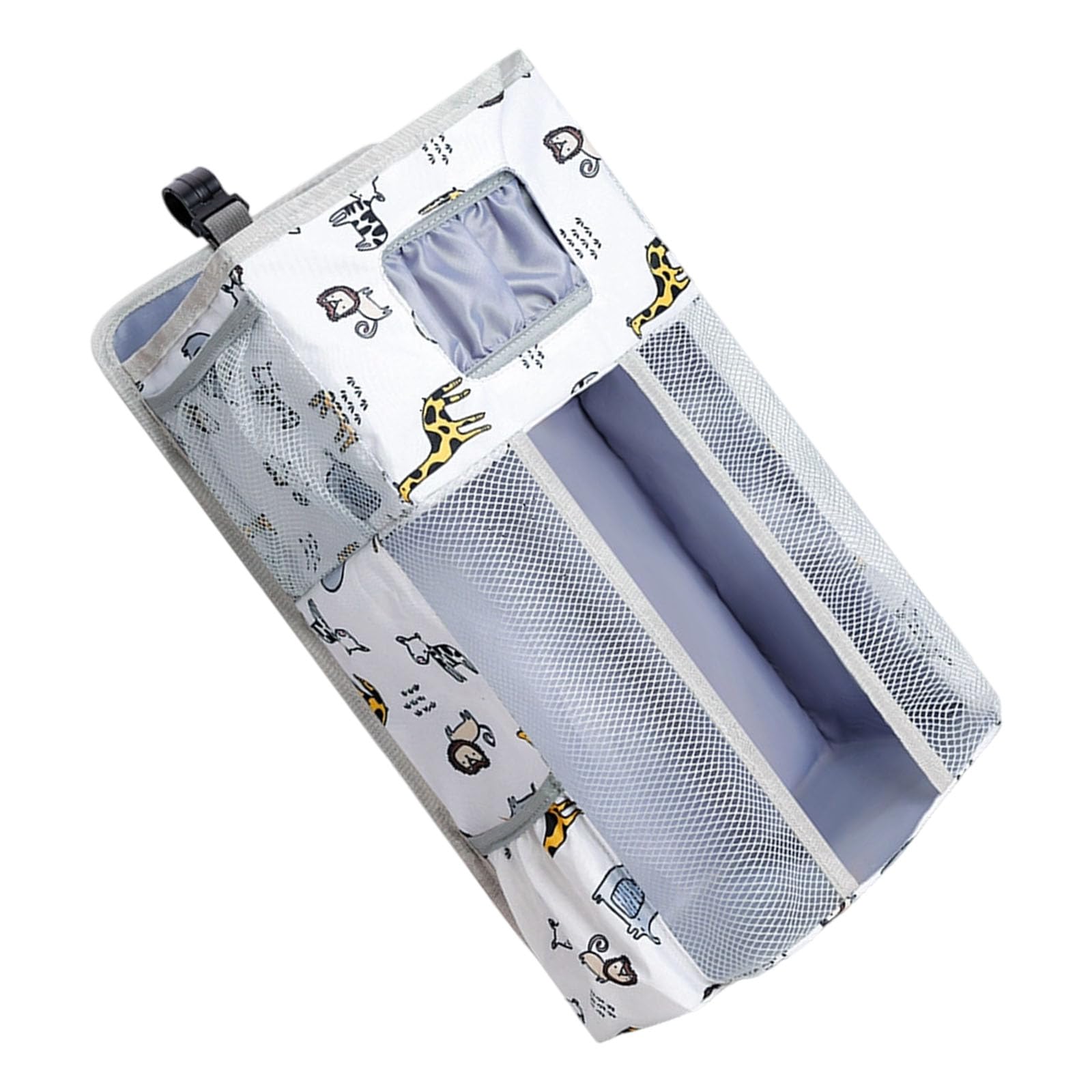 Xjdzineq Multifunctional Baby Crib Organizers Oxford Fabric Storage Bag with Zippered Compartments and Reinforced Hook Designs Nursery Organizers for Cribs