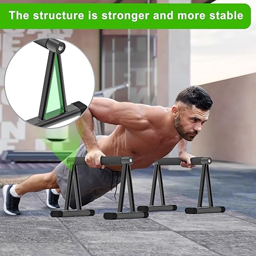 Miniatura 2 de Dolibest Barra de empuje hacia arriba, barras de paraletas de 12 pulgadas de alto con 8 pies de goma y mango de espuma, barras de inmersión con base