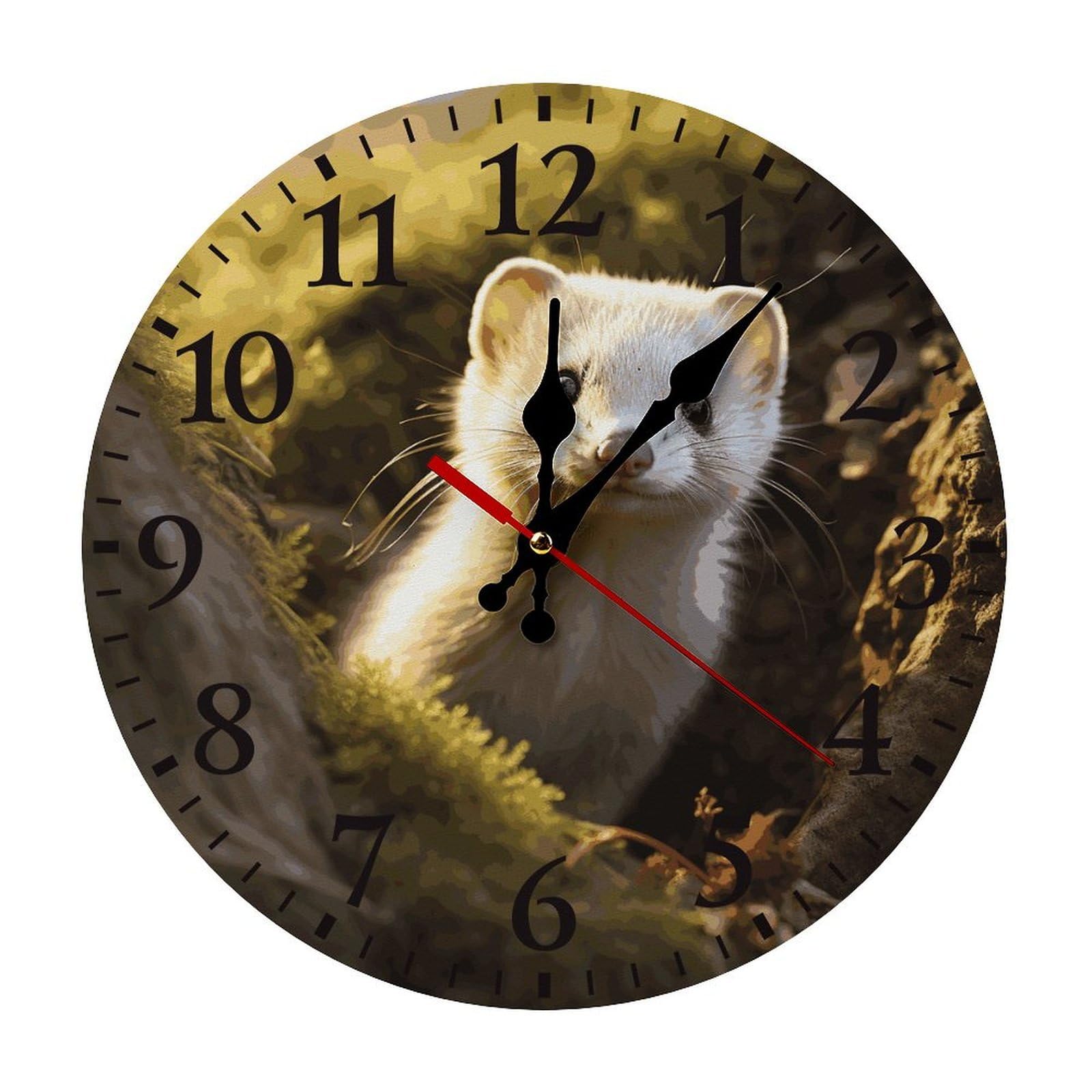 Horloge murale ronde belette 30 cm fonctionnant à piles pour décorer la cuisine