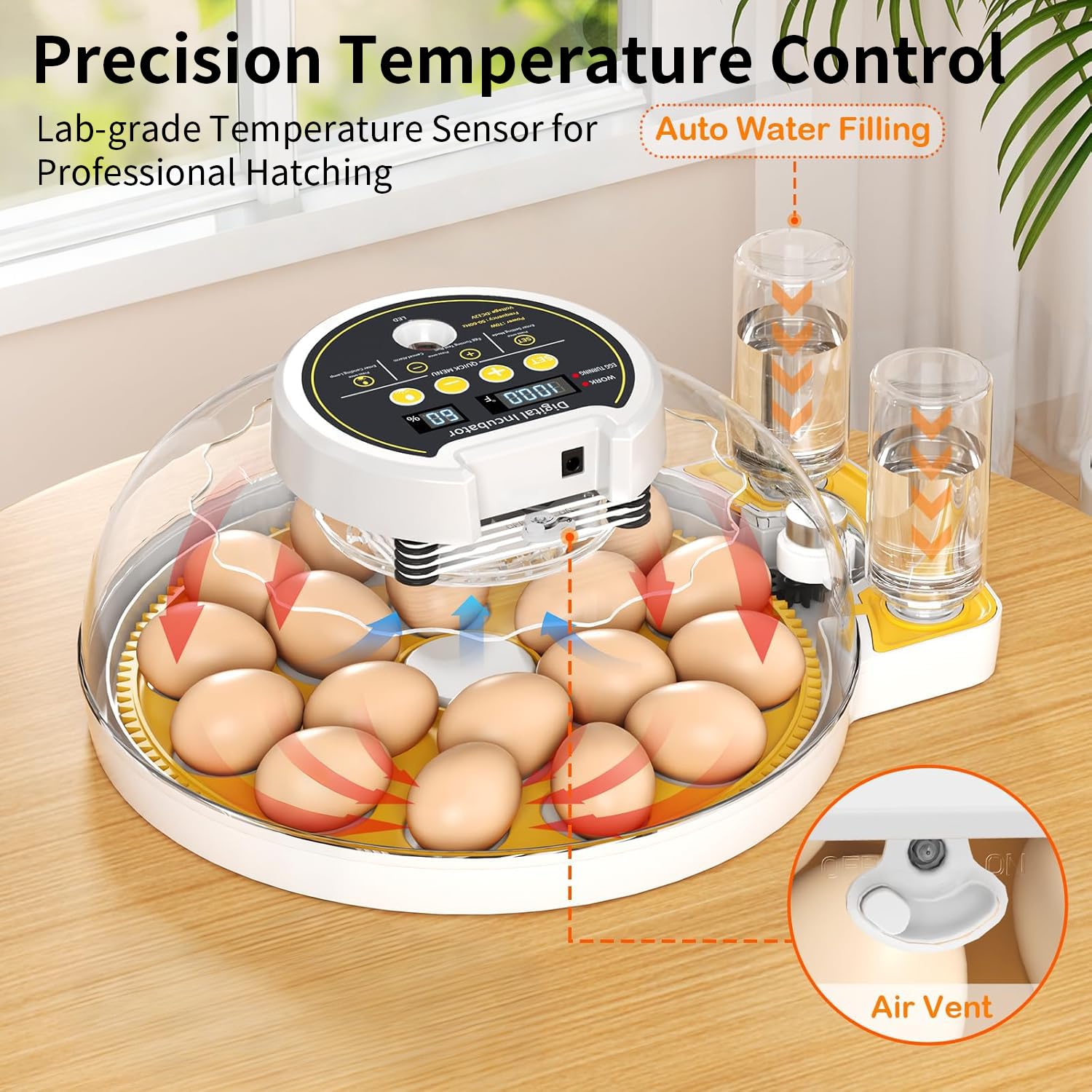 Couveuse Oeuf Automatique 18-60 Oeufs, professionnel Incubateur Oeuf Automatique avec contrôle de l'humidité, retournement automatique des œufs, incubateur pour œuf de poule caille canard volaille | taux d'éclosion élevé, Température précise,Contrôle de l