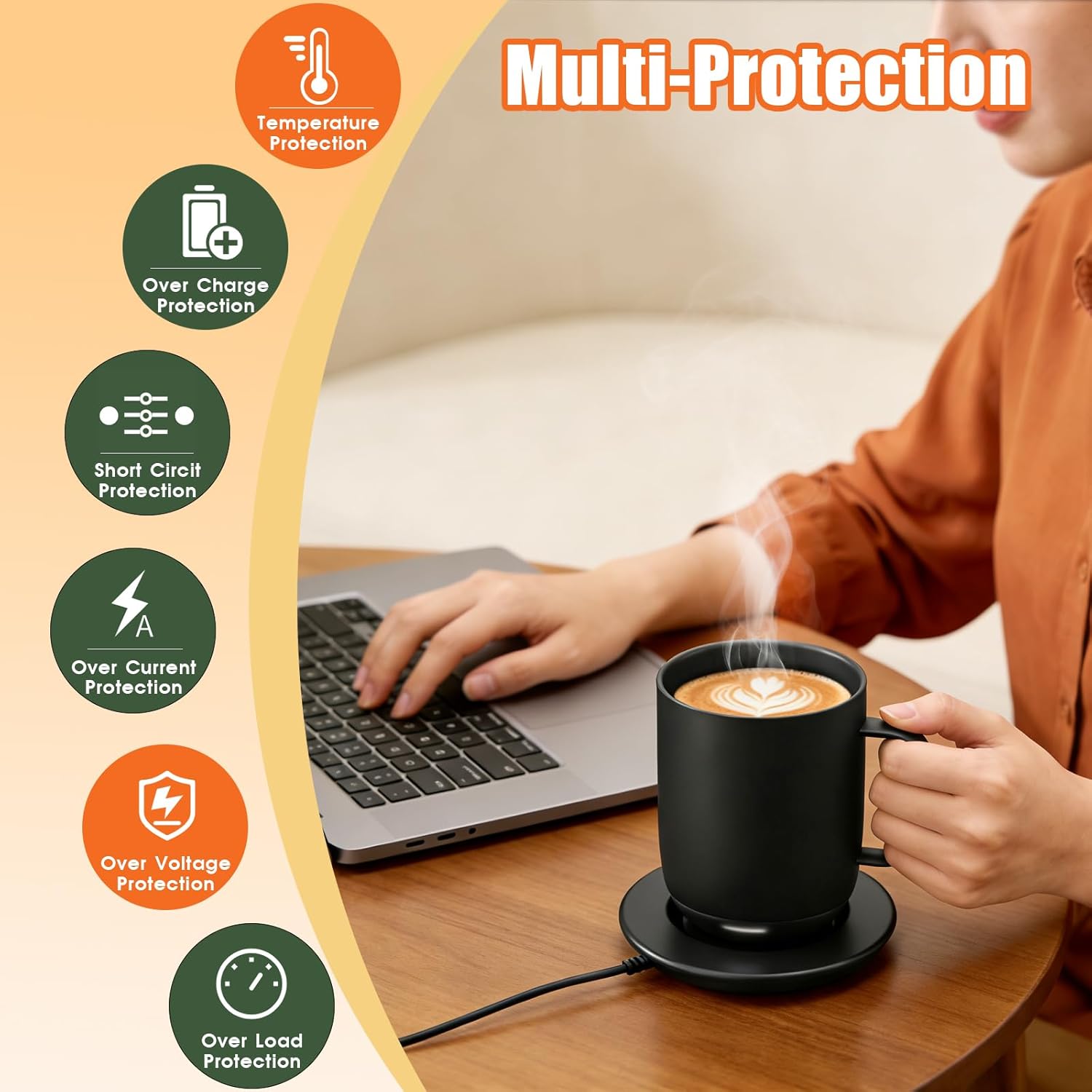 Charging Coaster 2 Compatible with Temperature Control Smart Mug 2 & Mug 1 - Charger Base for Wireless Warmer Cup Accessories - Heated Charger Compatible with Travel Mugs (Black)