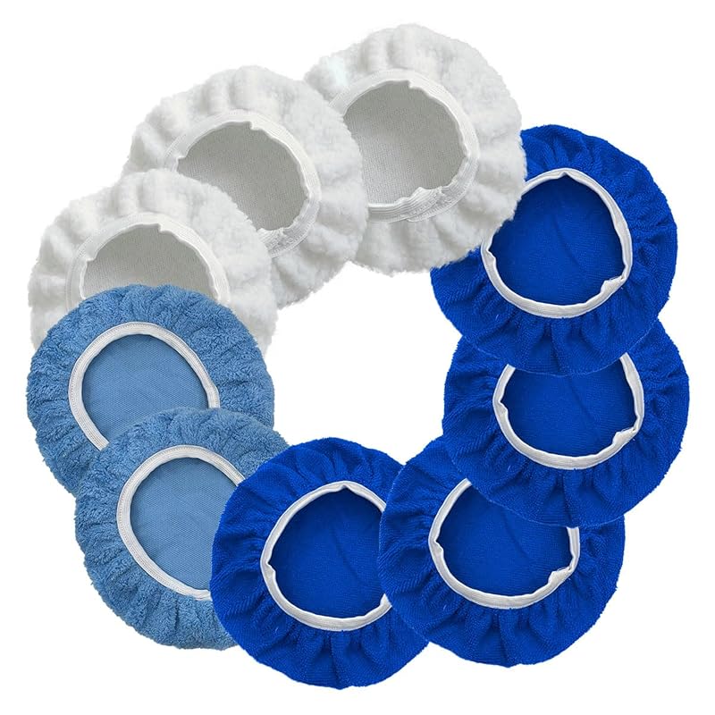 Kit com 9 Boinas para Politriz Automotiva de 22,0 cm, Microfibra, Lã e Plush Coral BDZMC