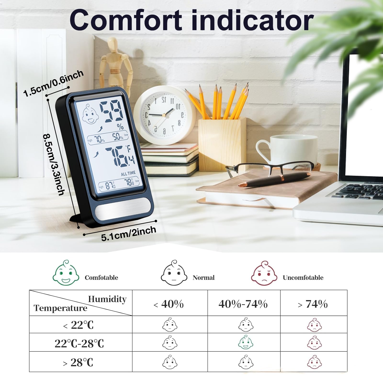 Termometro Igrometro Digitale PAIRIER - 3 Pezzi, Per Casa, Ufficio, Serra, Con LCD