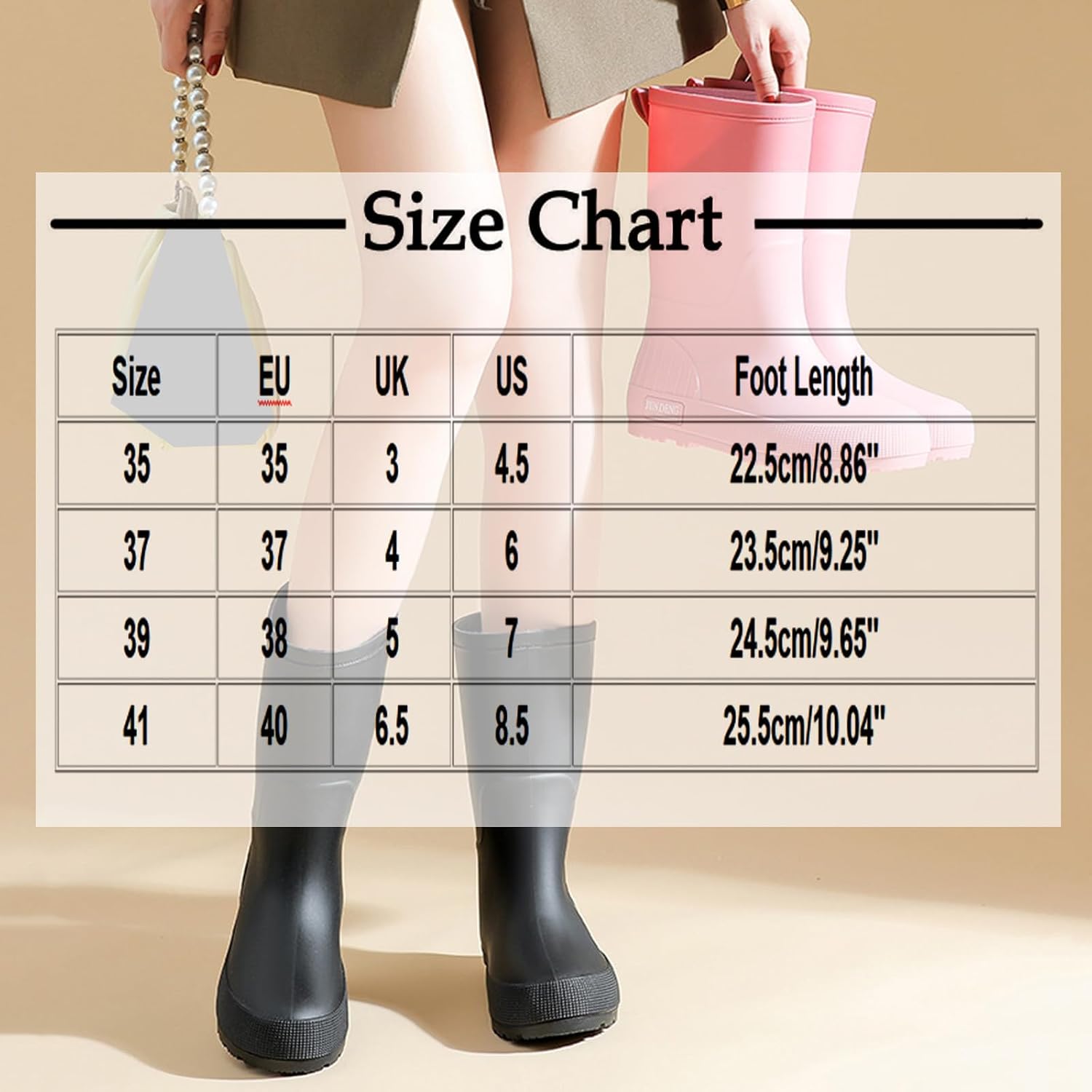 Women'S Casual Waterproof Rain Boots Mid Calf Chunky Heel Fall Winter Style Comfortable Outdoor Shoes 2026