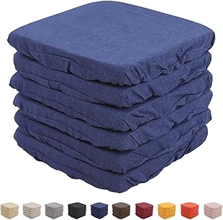 Set 6 Cuscini Sedia Vesto Con Elastico da Schienale Comodi Made in Italy in Cotone Imbottiti e Spessi 6 Cm (Blu)