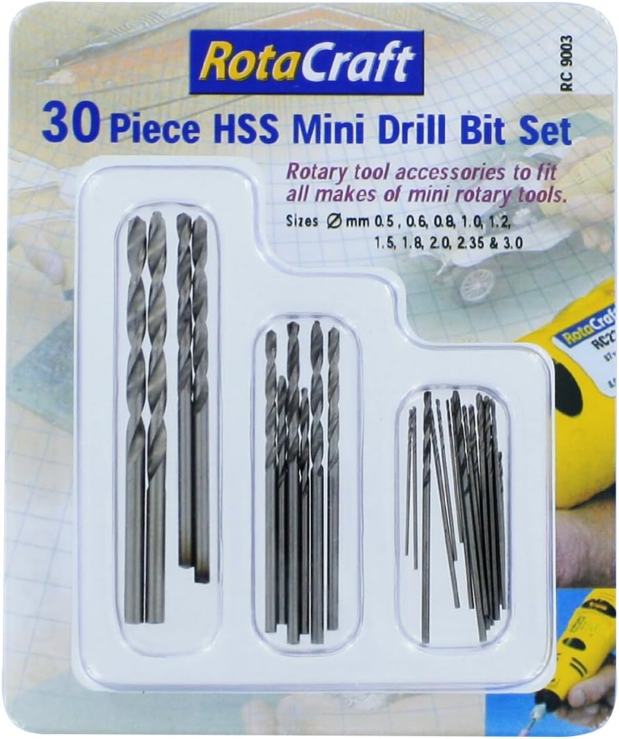 Rotacraft 30 Piece HSS Mini Drill Bit Set,Grey