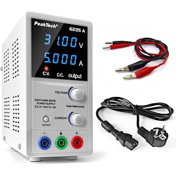 PeakTech 6225 A   Laboratory Power Supply 0-30V / 0-5A Variable Laboratory Power Supply DC with 4-Digit LED Indicator Stabilized Switching Power Supply Current Meter Overload and Short-Circuit Resistant Slim Design