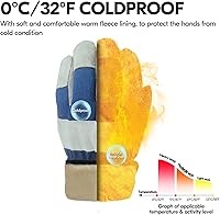 Vista 2 de Vgo... Winter Warm Lined Cowhide Split Leather Work Gloves,Heavy Duty Truck Driving Gardening Farm Welding(CB3501F)