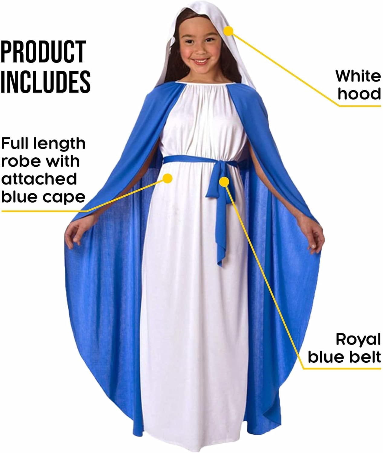 Morph Virgin Mary Costume for Kids, Mary Costume for Girls, Nativity Costumes for Kids, Christmas Costumes for Girls - Image 2