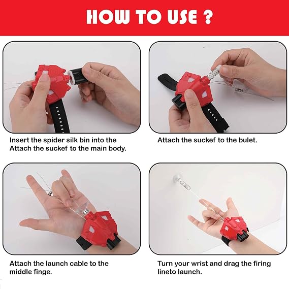 Spider Web Launcher String Shooter Toy Cool Gadget String Shooter Real Silk Superhero Role Play Cool Things Fun Toy - Best Christmas & Birthday Gift Red