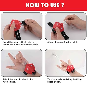 Spider Web Launcher String Shooter Toy Cool Gadget String Shooter Real Silk Superhero Role Play Cool Things Fun Toy - Best Christmas & Birthday Gift Red