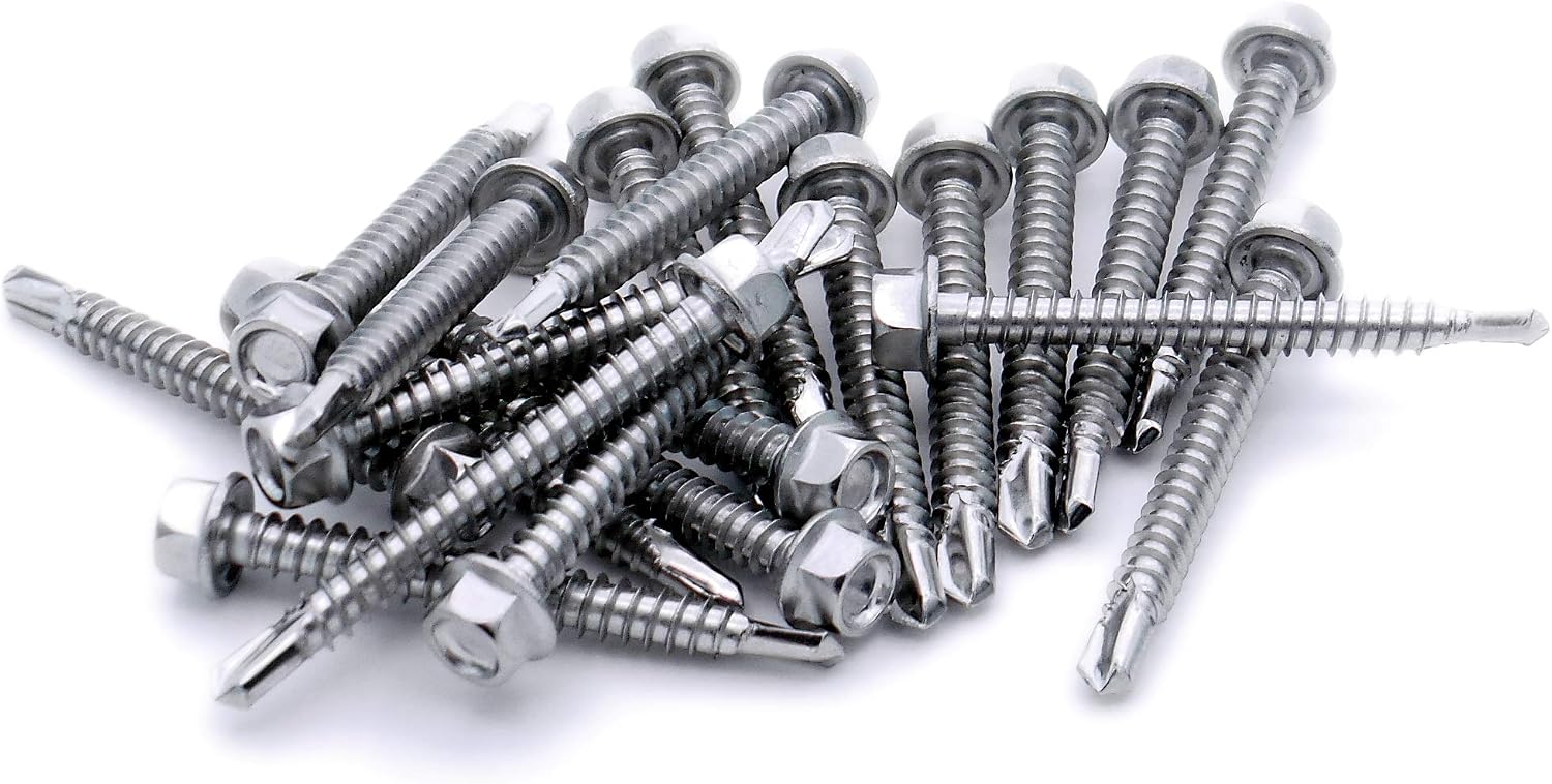 No.12 x 1.8 (5.5mm x 45mm) Hex Self-Drilling Screw (Flanged) - Stainless Steel (A2) (Pack of 20), Silver, 5.5x45 - Flanged - A2 (20) - Image 4