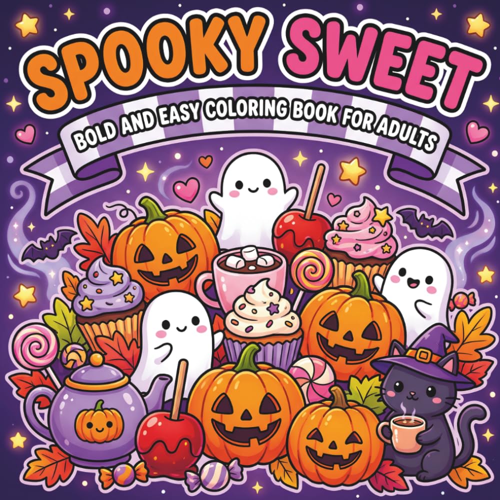 Spooky Sweet Bold and Easy Coloring Book for Adults: Cozy Autumn Fall Vibes with Pumpkins, Lanterns & Relaxing Scenes, Simple Big Designs for Stress ... Fun – Perfect for Beginners & Season Lovers